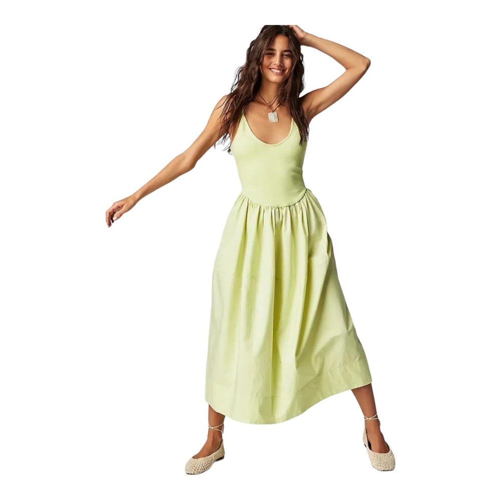 Free People Light Lime Green Midi Dress